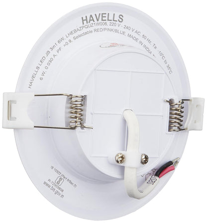 Havells Luna LED RBP JB Downlight 6W Downlight Energy Efficient Long Life of 25000 Burning Hours Perfectly FITS in Junction Boxes Powder Coated Polycarbonate HOUSING,80 Lumen Per Watt 4000K