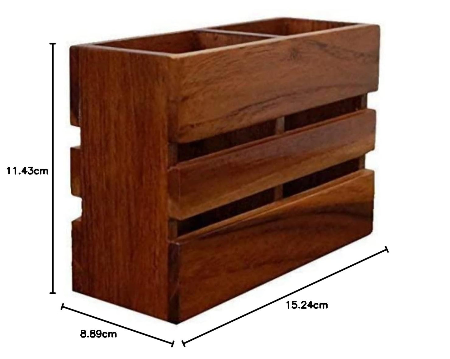 Udaipur Handicrafts – Multipurpose Spoon Stand and Kitchen Organizer, Brown (2 Compartments, 6.5 x 3 x 4.5 Inches)