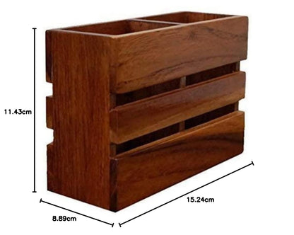 Udaipur Handicrafts – Multipurpose Spoon Stand and Kitchen Organizer, Brown (2 Compartments, 6.5 x 3 x 4.5 Inches)