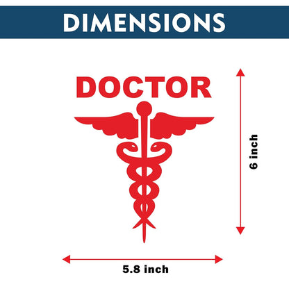 Akshar Arts Bhuwana Red Doctor Car Decal Sticker Doctor Logo Sticker for Car and Bike Reflective and Water Proof Pack of 2 (Size 5.8 * 6 Inch)
