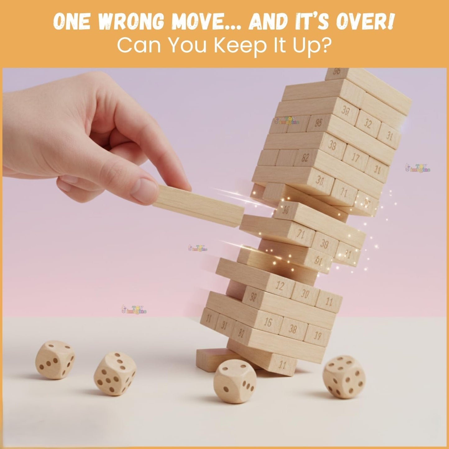 Udaipur Handicrafts Toy Imagine 54 Pcs Wooden Tumbling Tower Game – Indoor Stacking Puzzle Blocks for Kids, Adults & Families – Fun Balancing Toy for Boys & Girls of All Ages – Party Game & Brain Teaser
