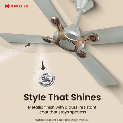 Havells 1200mm Leganza ES 4B Ceiling Fan | Best fan in 4 Blade, Premium Finish Decorative Fan, High Air Delivery | Energy Saving, 100% Pure Copper Motor, 2 Year Warranty | (Pack of 2, Bronze Gold)