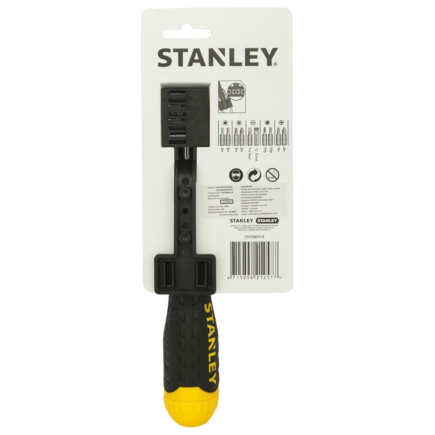 STANLEY STHT68010-8 Magnetic Holder Ratcheting Screwdriver with 10 Bits, 3-Position Audible Ratcheting Mechanism,Comes with Patented Bit Storage System, Ideal for Machines, Cars & General Repair Tasks