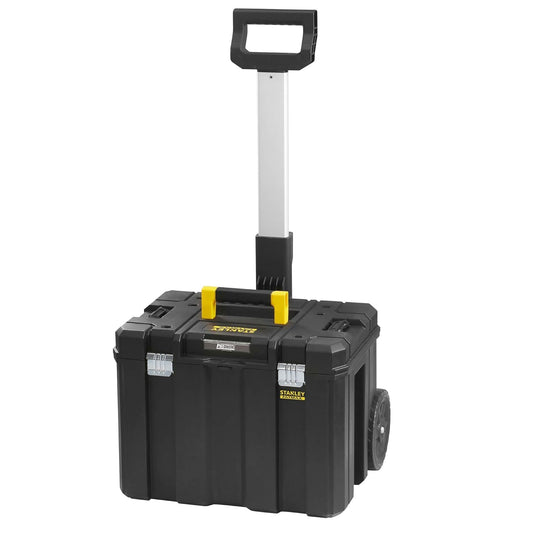 STANLEY FATMAX FMST1-75753 PRO-STACK™ Mobile Storage Box, 50 Kg Weight Capacity, Anti-Rust Metal Latches & Hinges, 7'' Durable Wheels,Telescopic Handle, Padlock Eye For Security, 100x51.2x43.5 cm