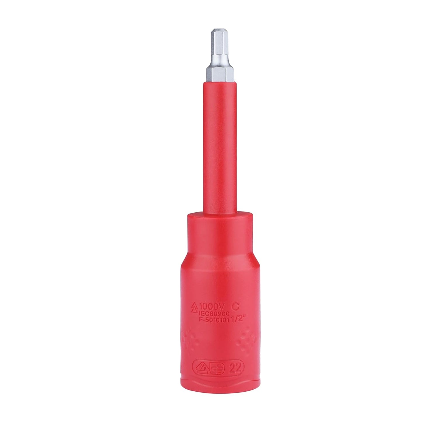 STANLEY STMT77845-23B 1/2" VDE Insulated Hex Driver Socket 5x120mm, Ideal For Repair Of Electric Vehicles, Red