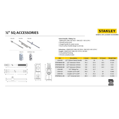 STANLEY 1-88-558 1/2-inch F*3/4 SQ. DR.M Adapter