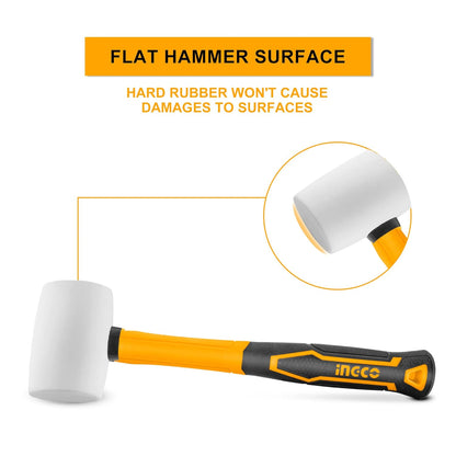 INGCO Rubber Hammer, Rubber Mallet for Masonry, Woodwork, Fittings for Home, DIY, Mechanic Use