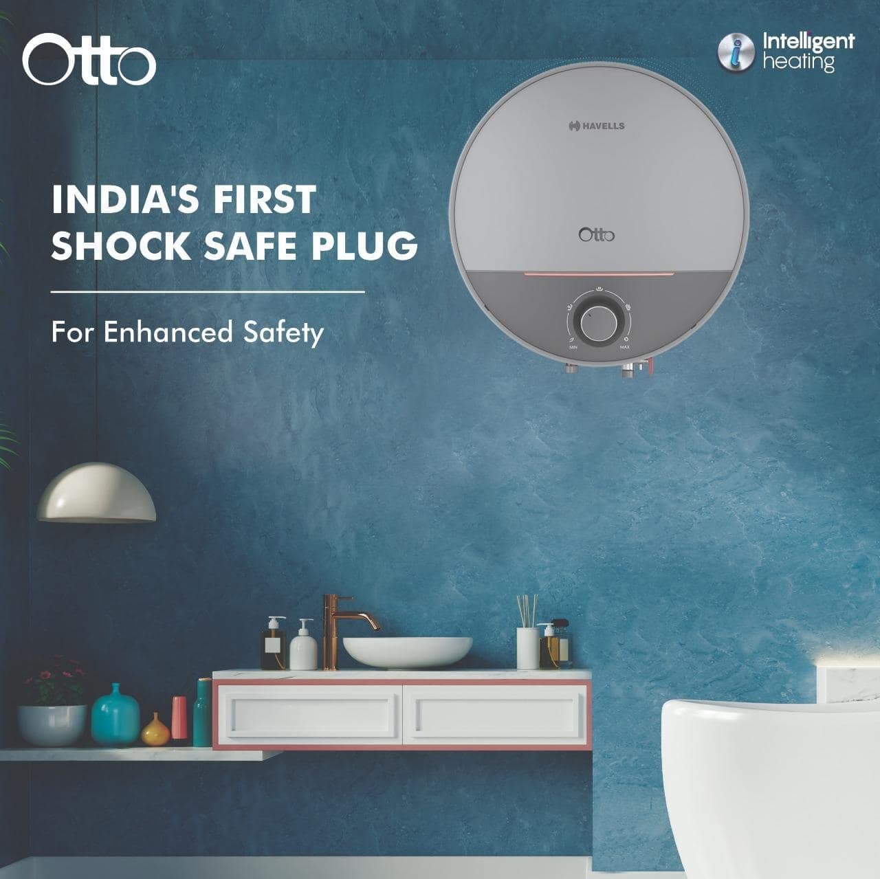 Havells Otto 25 Litre Storage Water Heater(Geyser)| Temp. Sensing LED Indicator| Anti Rust Tank | With Shock Safe Plug| 5 Star|Warranty: 7 Year on Tank| Free Installation & Flexi Pipes (Silver Grey)