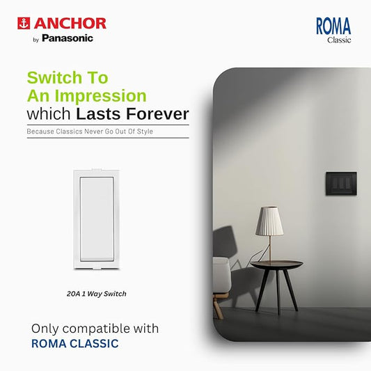 Anchor by Panasonic Roma Classic 20A 1 Way Switch for Electric Board