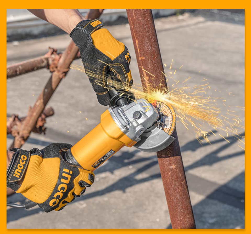 INGCO Angle Grinder, 100mm | 900W | 11000 RPM Power Grinder, Electric Metal Grinder with 1pcs Auxiliary Handle