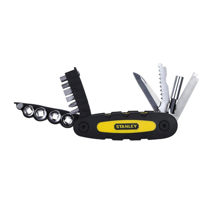 STANLEY STHT0-70695 Folding and Locking 14-in-1 Multi-Tool, Compact & Portable, KIT Contains Knife, Saw, Bottle Opener, File, Holder for Bits & Drive Adaptor for Sockets