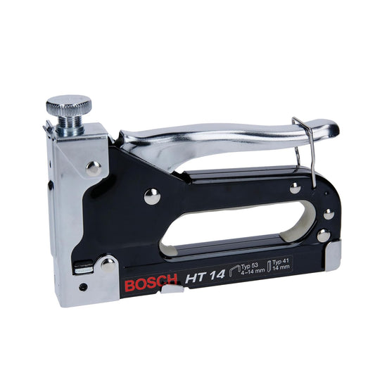 Bosch Professional Handheld Tacker Ht14, Pack Of 1, Suitable For Quick Fixing Of Fabrics, Roofing Felt, Foils, Insulation Materials, Woven Wires And For Light Upholstery Work