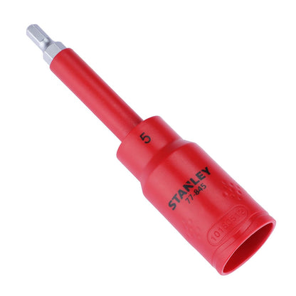 STANLEY STMT77845-23B 1/2" VDE Insulated Hex Driver Socket 5x120mm, Ideal For Repair Of Electric Vehicles, Red