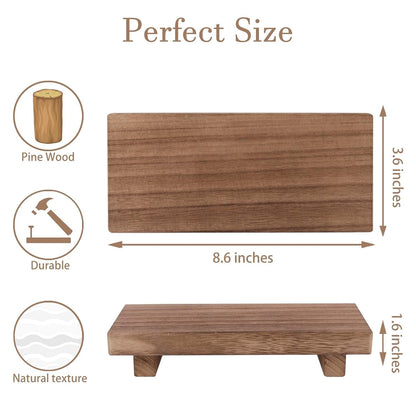 Udaipur Handicrafts Small Wood Tray Pedestal Stand Farmhouse Bathroom Decor Decorative Wooden Riser Kitchen Soap Dish Holder for Vanity, Counter, Sink, Brown
