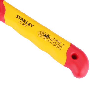 STANLEY STMT77867-23B VDE Insulated Straight Cable Knife 50x180mm, Ideal For Repair Of Electric Vehicles, Red and Yellow
