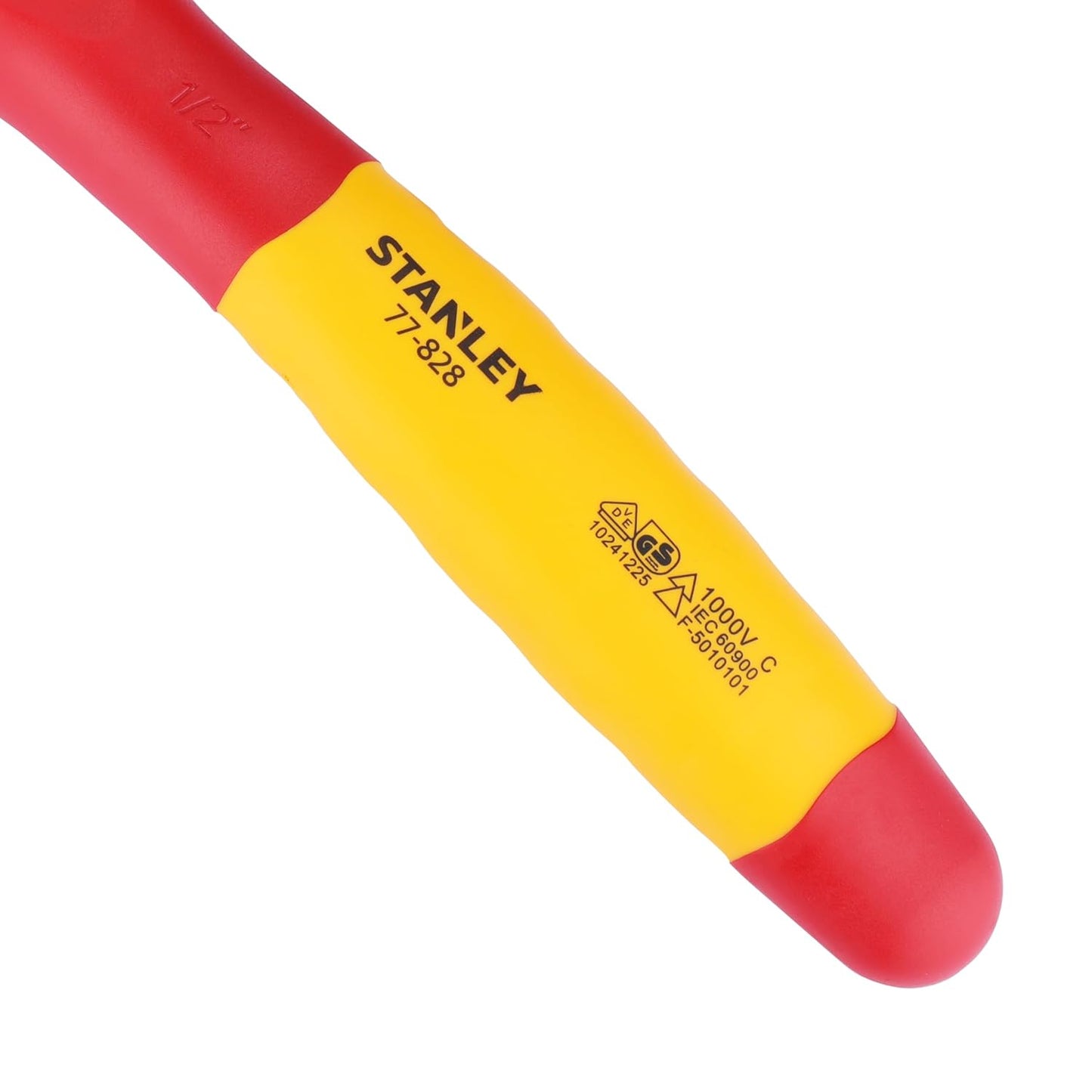 Stanley STMT77828-23B 1/2" VDE Insulated Ratchet 250mm, Ideal For Repair Of Electric Vehicles, Red and Yellow