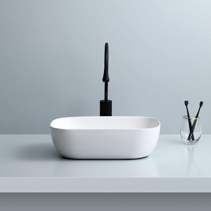 UdrCrafts® White Ceramic Table top Wash Basin/Glossy Finish/Counter Top/Tabletop Bathroom Sink/Wash Basin For Bathroom And Living room Decor 18L x 13W  x 5H Inch