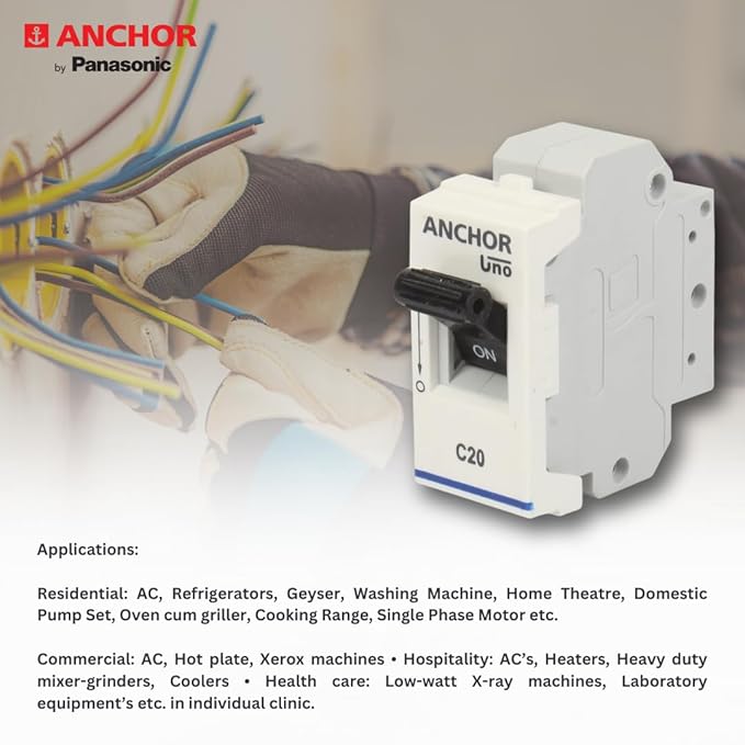 Anchor by Panasonic 65983 UNO Mini Penta Modular 20 Ampere Single Pole C Curve MCB