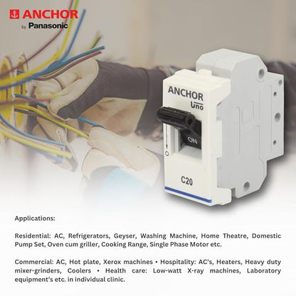 Anchor by Panasonic 65983 UNO Mini Penta Modular 20 Ampere Single Pole C Curve MCB