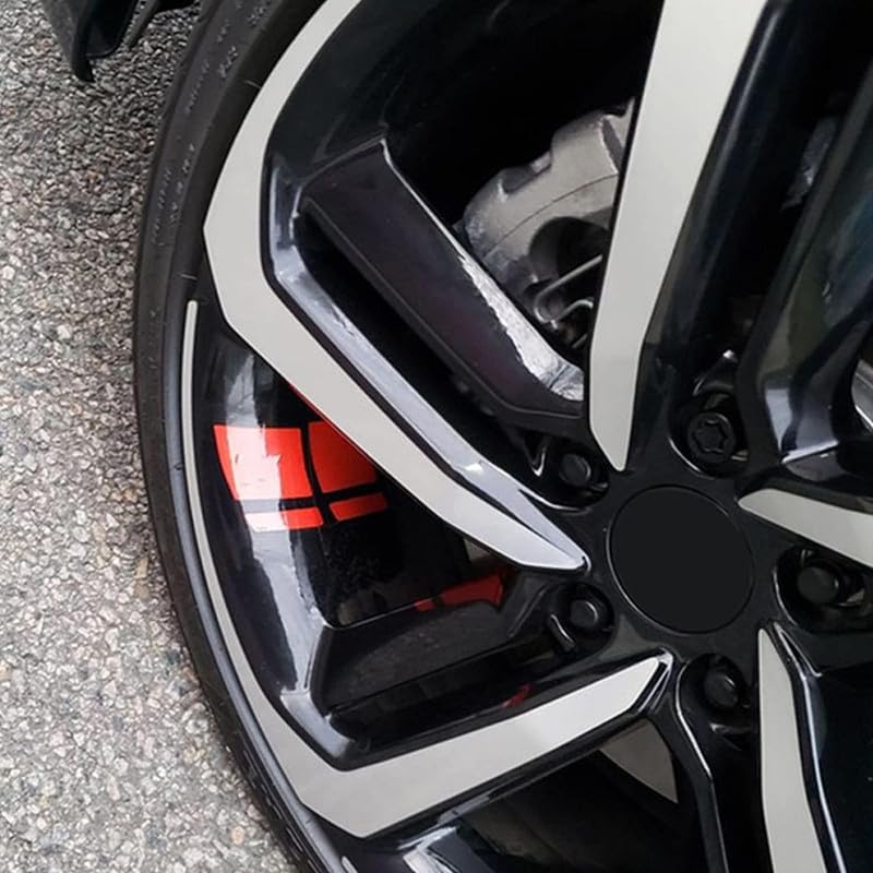 Akshar Arts Bhuwana (Red) Wheel Decals Hash Stripe Stickers Fits 18''- 21'' Wheels, 6Pcs Reflective Car Wheel Rim Decal Stripes Decoration Accessories Compatible with Aadi A1