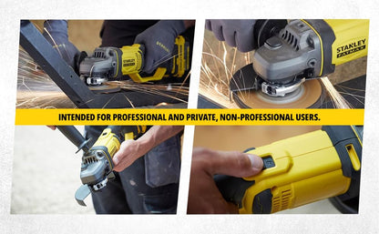 STANLEY FATMAX SCG400-B1 20V 2.0Ah 100mm Cordless Brushed Grinder for Mechanic, Tradesmen & Professional Use, Batteries Not Included, 2 Year Warranty, YELLOW & BLACK