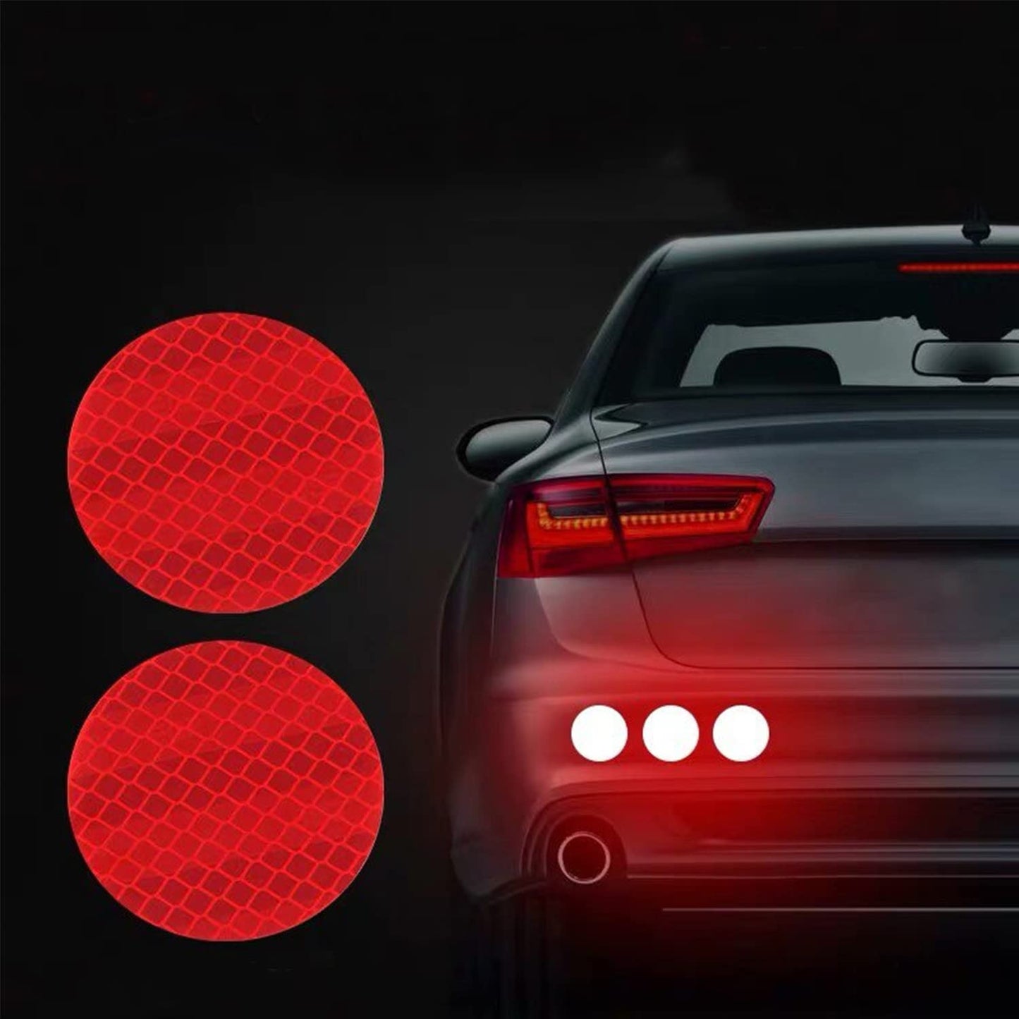 Akshar Arts Bhuwana (Circle Red) 10Pcs Car Truck Bumper Safety Reflective Warning Strip Night Driving Riding Safety Stickers Motorcycle Bicycles Safety Sticker Compabile with Vitara Brezza