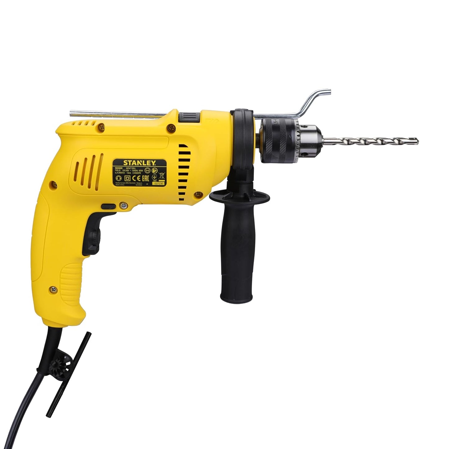STANLEY SDH600KM-IN 600W 13mm Drill Machine with Mechanical Toolkit for Home, DIY & Professional Use (120-Pieces) - Includes Hammer Drill, Hammer & Measurement Tape, 1 Year Warranty, YELLOW & BLACK