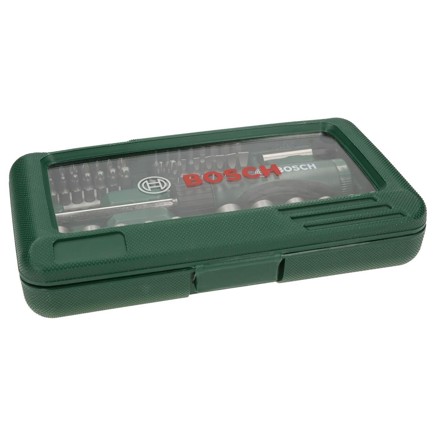 BOSCH 46-Piece Screwdriver Bit Set, 46 Pieces - 32 Screwdriver Bits, Nut-setters in 12 Sizes, Magnetic Universal Holder, Rachet Screwdriver, Green, Hard Case