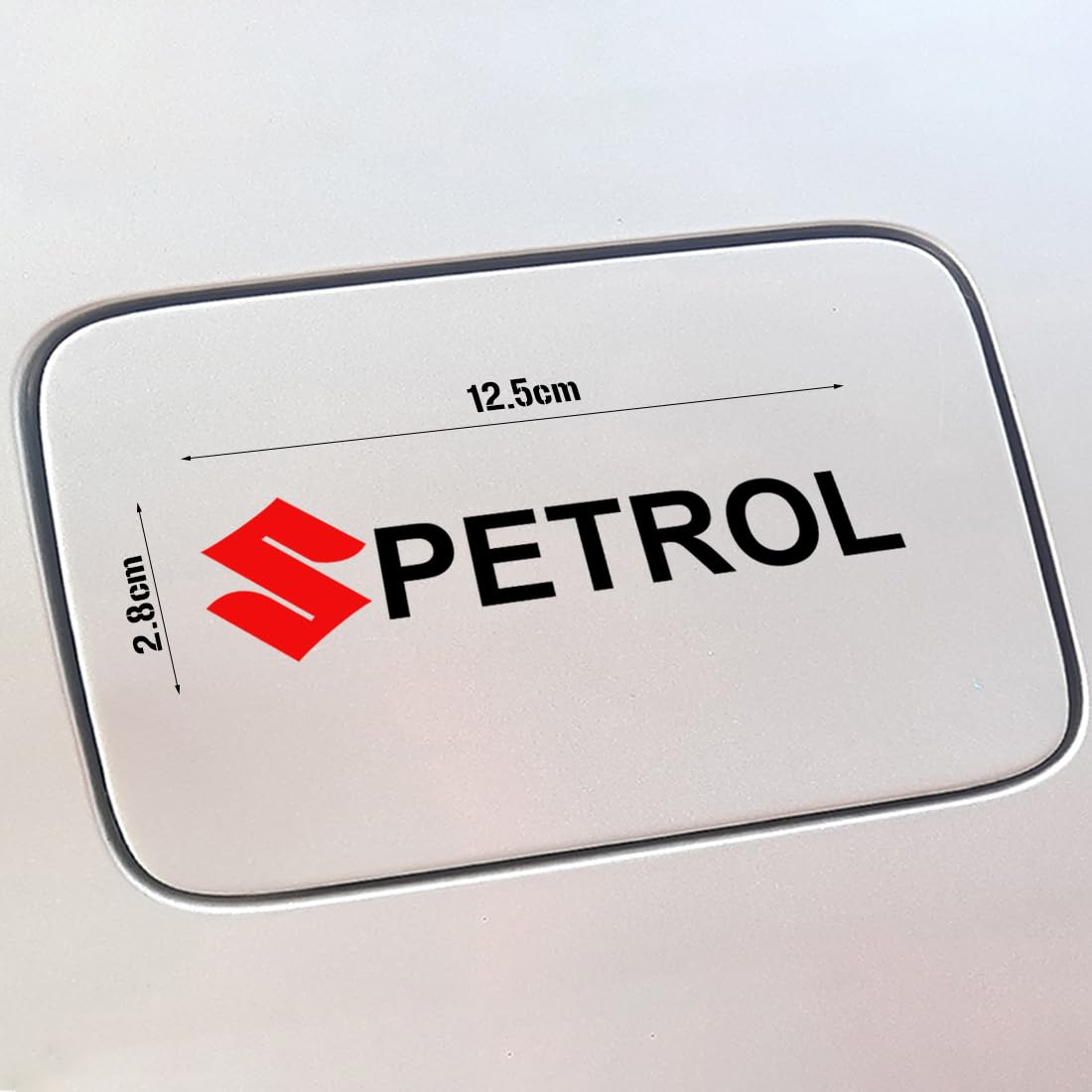 Akshar Arts Bhuwana Petrol Car Sticker for Car Petrol Fuel Tank Lid Styling, Reflective and Waterproof Sticker, Easy to Stick Vinyl Sticker (size12.5cmx2.8cm)(Style 1, red and Black)-Self-Adhesive