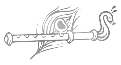 Akshar Arts Bhuwana Krishna Flute Wall Car Glass Glossy Vinyl Sticker 7 x 3.5 Inches Silver