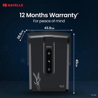 Havells FAB UTC (Under The Counter) Alkaline Water Purifier RO+UV+Alkaline |Copper+Zn+Mg | 9 Stage Purification, 7L SS Tank, Suitable for all water sources, 33% Higher Water Recovery, up to 2000 TDS
