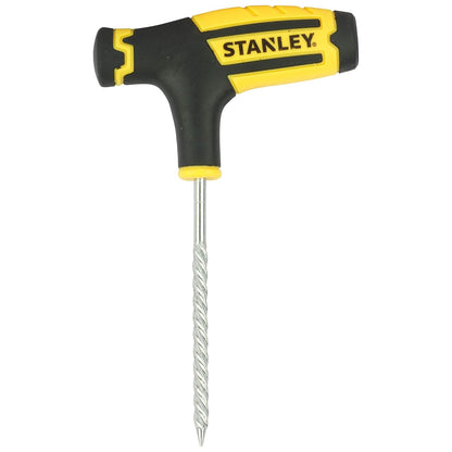 STANLEY STHT80891-0 Flat Tubeless Tyre Repair Kit for Cars and Bikes, Easily Fix Punctures WITHOUT Removing Tire from Rim, Comes with Reamer & Plugger Tool and 5 Plugs, Yellow and Black