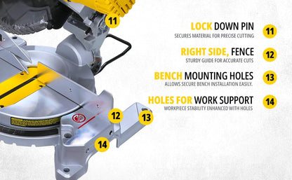 STANLEY SM16-IN 1650W 10" Compound Mitre Saw, 4800 RPM, Compact Size and Lightweight 254mm Blade Diameter+ 1 Year Warranty, (Yellow and Black)