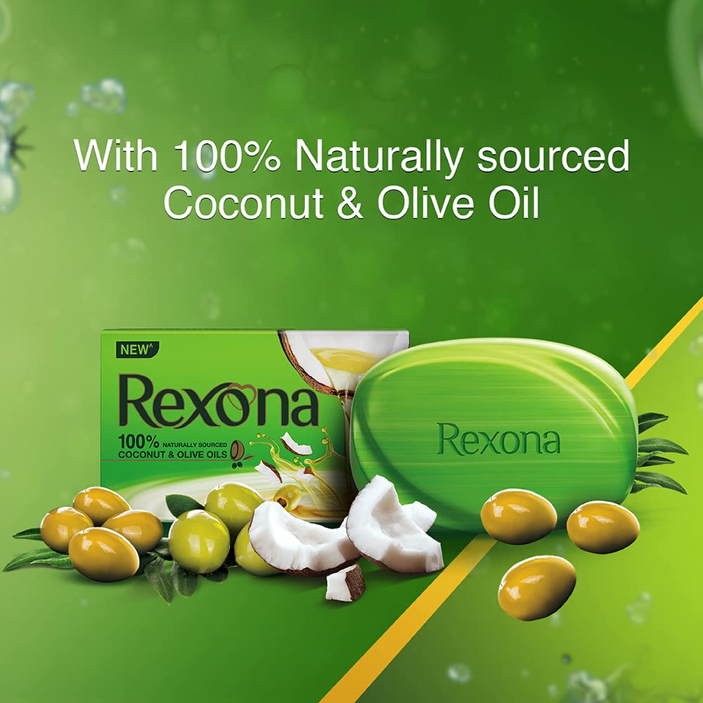 Rexona Coconut and Olive Oil Soap For Silky Smooth Skin(4 * 100g),Pack of 4