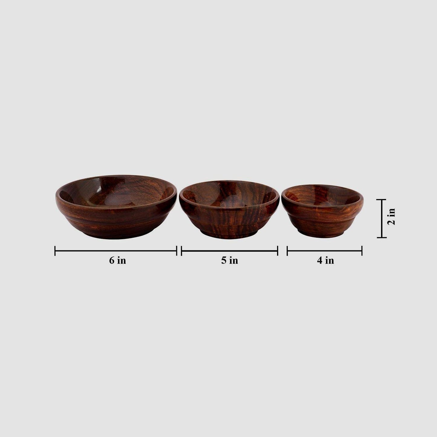 Udaipur Handicrafts Contemporary Platter Multipurpose Serving Bowl For Kitchen (Brown) -Set Of 3,Standard, 500 ML