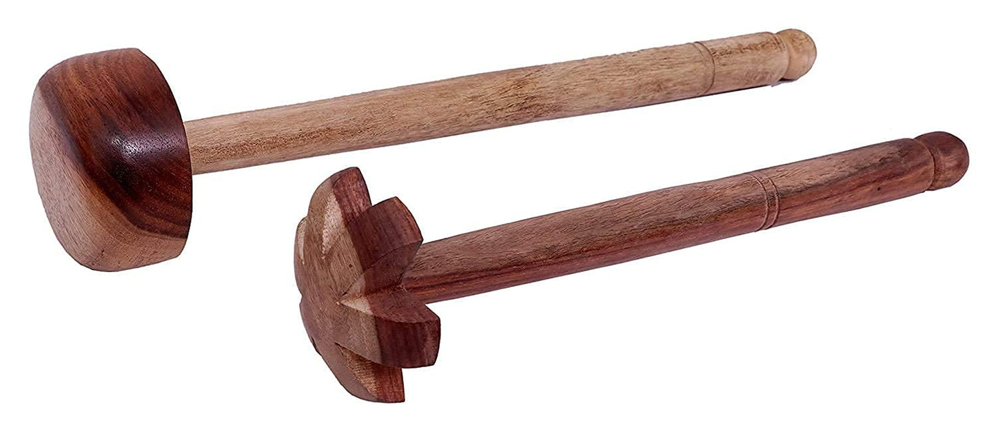 Udaipur Handicrafts Wooden Hand Masher & Hand Mixer for Kitchen Tools Dal/Lassi Ghotni (Pack of 2)