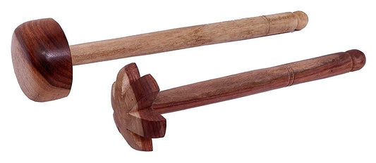Udaipur Handicrafts Wooden Hand Masher & Hand Mixer for Kitchen Tools Dal/Lassi Ghotni (Pack of 2)