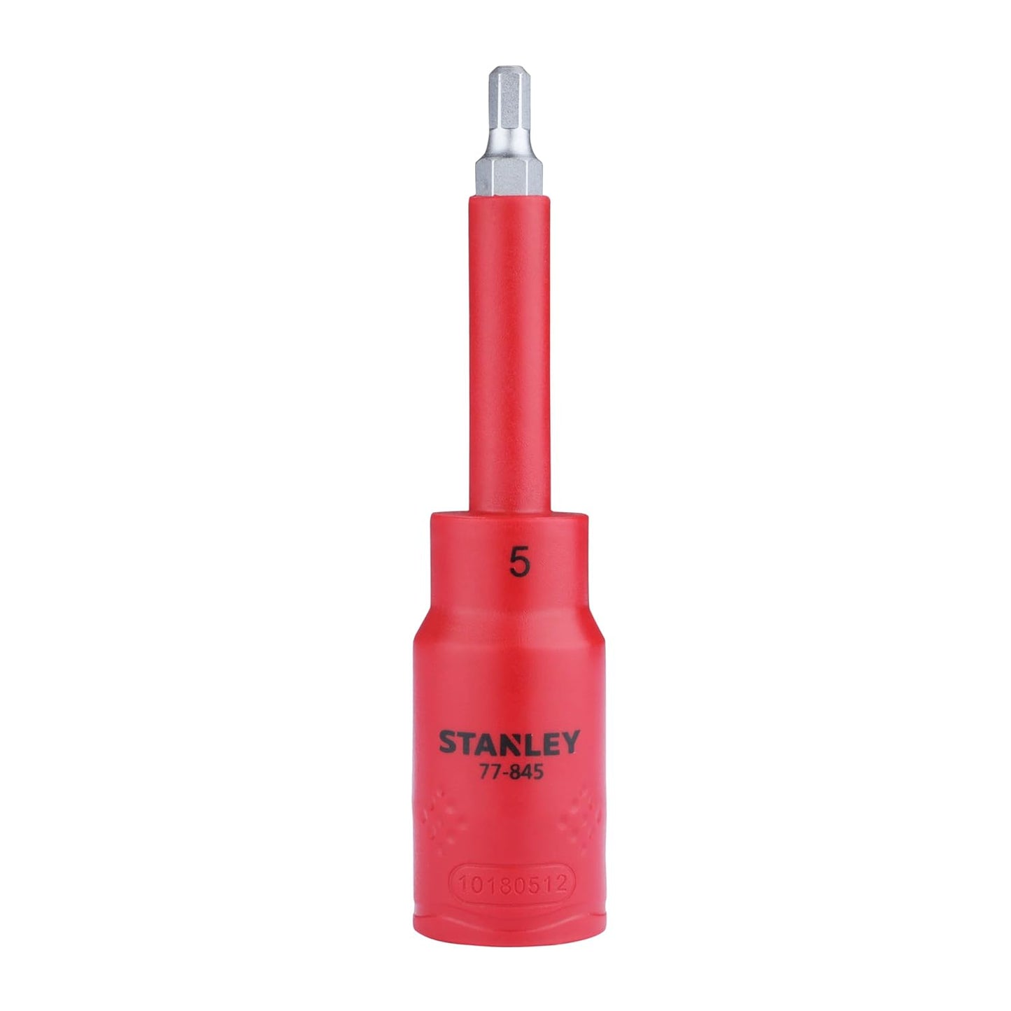 STANLEY STMT77845-23B 1/2" VDE Insulated Hex Driver Socket 5x120mm, Ideal For Repair Of Electric Vehicles, Red