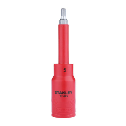 STANLEY STMT77845-23B 1/2" VDE Insulated Hex Driver Socket 5x120mm, Ideal For Repair Of Electric Vehicles, Red