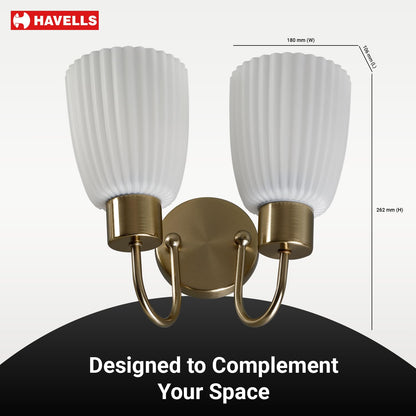Havells Venz Indoor Wall Light | Antique Bronze Durable Frame & Ambient Glow Diffuser | B22 Holder Compatible | Elegant Dual Light Wall Lamp for Living Rooms, Bedrooms & Hallways