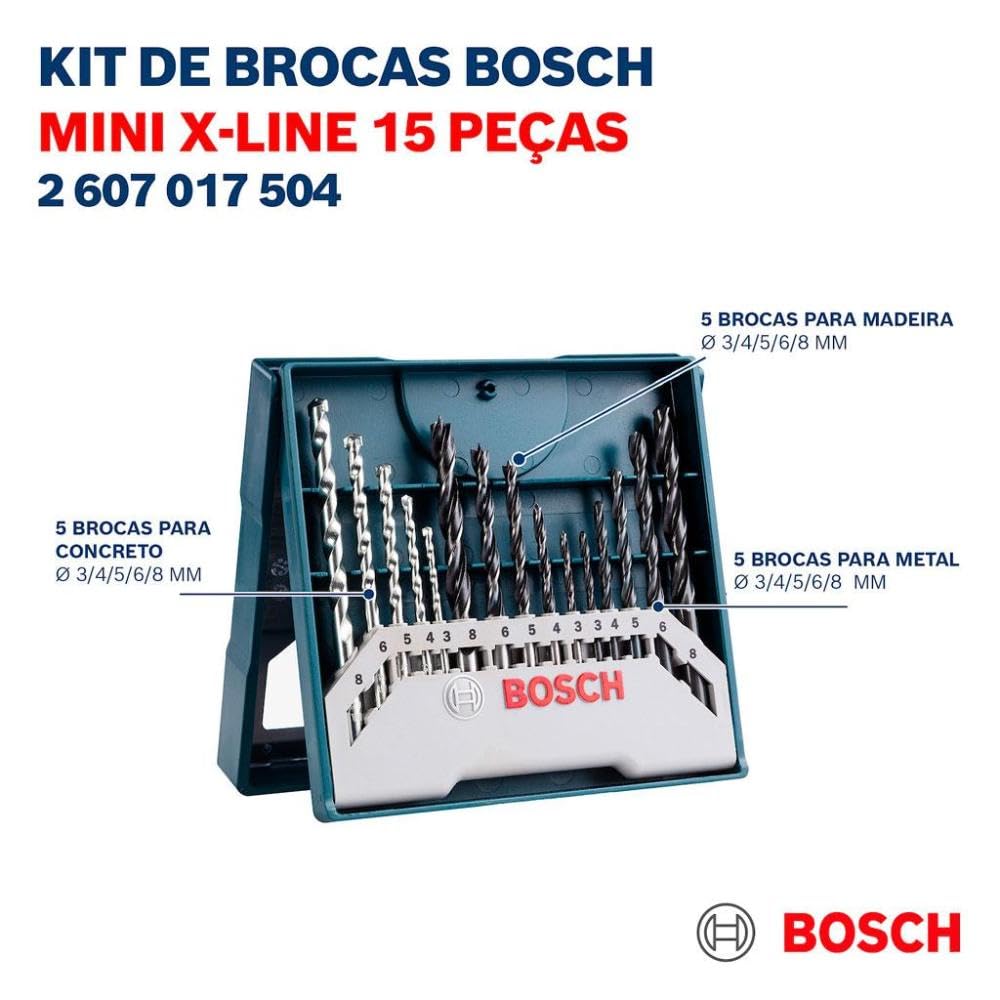 Bosch Professional 15 pcs wood + metal + masonry drill bit set