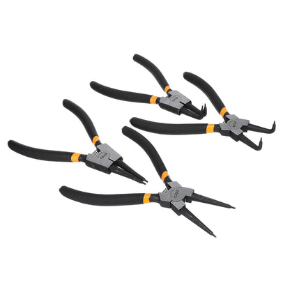 INGCO 4 Pcs Circlip Pliers Set, 2 Pcs of 180°,2 pcs of 90°; Size:7"/180mm; Diameter：1.8mm, Overall Forging and Heat Treatment, High Strength and Long Service Life