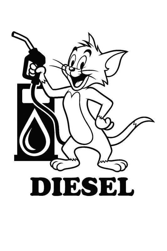 Akshar Arts Bhuwana Car Sticker Vinyl Stickers Diesel Sticker for Car Exterior Waterproof Scratch Proof, Weather Resistant Decals Black White Cute Cartoon Jerry (Cute Gas Station Mouse - Car..)