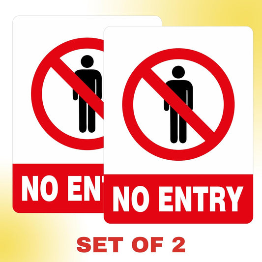 Akshar Arts Bhuwana No Entry Sign Sticker – 30x22.8 cm Large Do Not Enter Safety Decal | Waterproof & UV-Resistant Vinyl Warning Sticker for Offices, Shops, Factories, Parking & Restricted Areas – Set of 2