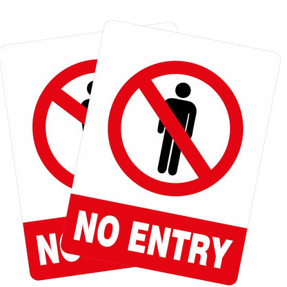 Akshar Arts Bhuwana No Entry Sign Sticker – 30x22.8 cm Large Do Not Enter Safety Decal | Waterproof & UV-Resistant Vinyl Warning Sticker for Offices, Shops, Factories, Parking & Restricted Areas – Set of 2