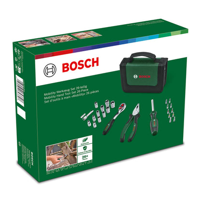 BOSCH 26-Piece Home & Garden Mobility Tool Set Durable, Ergonomic, And Portable For All Your DIY Tasks