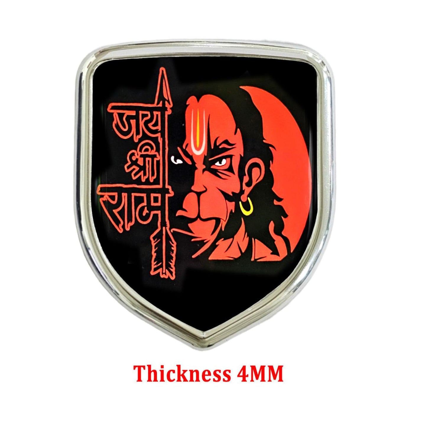 Akshar Arts Bhuwana 3D Metal Chrome Sticker Emblem Badge Logo | Durable & Stylish Automotive Decoration | for Cars & Bikes (Jai Shree RAM)