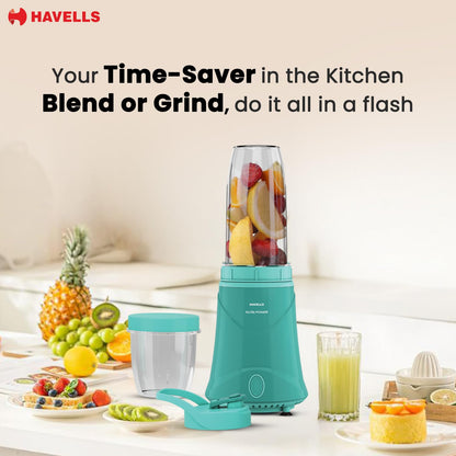 Havells Nutri Power Blender 350 W Mixer Grinder| 1 Speed Switch| Air Vent Technology| Stainless Steel Blade| 2Yrs Manufacturer Warranty (Mint Green)