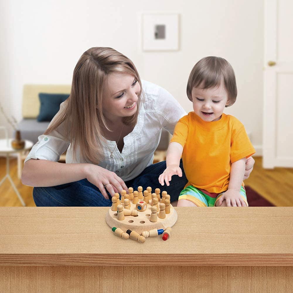 Udaipur HandiCrafts Matching Games, Wooden Memory Match Stick Chess Game, BLOWEST Colorful Memory Chess, Funny Block Board Game, Early Educational Toy, Brain Training Games