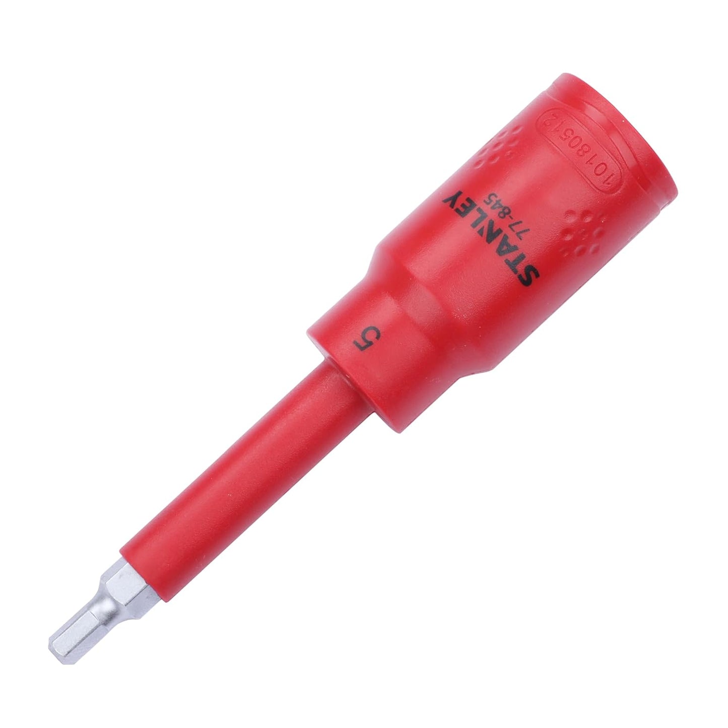 STANLEY STMT77845-23B 1/2" VDE Insulated Hex Driver Socket 5x120mm, Ideal For Repair Of Electric Vehicles, Red
